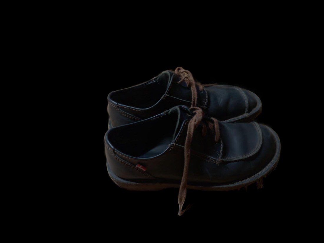 The same view rendered from the reconstructed 3D model, with the background removed.